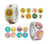 MFCGHXR 1000 Piezas recompensas niños Pegatinas, Redondas Rollo Pegatinas Animales ，para niños recompensa, adecuadas para elogios en el Aula, Material didáctico para animar a los Profesores