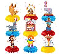 MFCGHXR Decoración de Mesa 3D para Fiesta temática de Circo, 9 Piezas con Animales y Payaso, Adornos Festivos para cumpleaños y Eventos, Reutilizables, tamaño 19x15cm