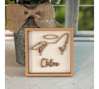 MFCHICIFY Regalos conmemorativos personalizados para perros, orejas de perro enmarcadas con nombre, letrero de madera 3D, regalo de condolencias por pérdida de perro, marco conmemorativo de mascotas