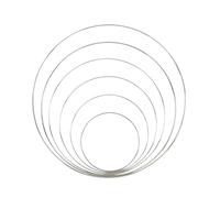 MFESFCS Aros Metalicos Manualidades 4pcs 15-40cm Silver Iron Metal Ring Wreath Bride Handheld Garland DIY Macrame Floral Dream Catcher Hoops For Wedding Party Decoration(Color02)