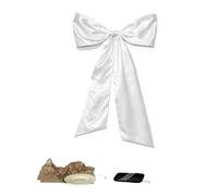 MFESFCS Lazo De Satén Grande 2-Pack Elegant 40-Inch Bows, Perfect for Home Decor Holiday Ornaments(White)