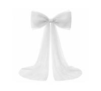 MFESFCS Lazo De Satén Grande Eye-Catching Bow Decoration Giant Tulle Bow with Tie Long Ribbon For Wedding(White)