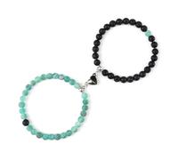 MFESFCS Pulsera De Cristal 2 unids/set romántico forma de corazón pulseras colgantes con imán 6 8MM brazaletes de piedra desgastada joyería pareja hecha a mano Strench(6mmstyle 23)