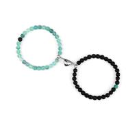 MFESFCS Pulsera De Cristal 2 unids/set romántico forma de corazón pulseras colgantes con imán 6 8MM brazaletes de piedra desgastada joyería pareja hecha a mano Strench(6mmstyle 8)