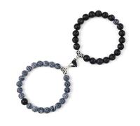 MFESFCS Pulsera De Cristal 2 unids/set romántico forma de corazón pulseras colgantes con imán 6 8MM brazaletes de piedra desgastada joyería pareja hecha a mano Strench(8mmstyle 13)