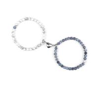 MFESFCS Pulsera De Cristal 2 unids/set romántico forma de corazón pulseras colgantes con imán 6 8MM brazaletes de piedra desgastada joyería pareja hecha a mano Strench(6mmstyle 10)