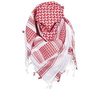 MFH Bufanda PLO con flecos Shemagh, rojo/blanco, 115x110cm