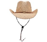 MFH Fox Outdoor Fasching - Sombrero de paja sombrero de cowboy del oeste sombrero varios colores marrón claro talla única