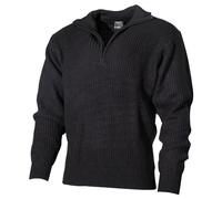 MFH Navy Suéter Acrílico Hombre Cálido Pullover Cadete Deber Militar Negro