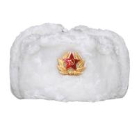 MFH Ruso Invierno Ruso Gorra Blanco con Placa tamaño M