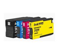MFHgLKT Cartucho de Tinta de inyección de Tinta remanufacturado Compatible con HP712 XL 712XL 3ED71A 3ED67A para Impresora DesignJet T210 T230 T250 T650(712XL 1SET)