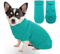 Mfiker Suéter de punto para perros pequeños, para perros pequeños, machos y niñas, otoño e invierno, clima frío, cuello alto, ropa con correas para las patas traseras para cachorros, perros pequeños y