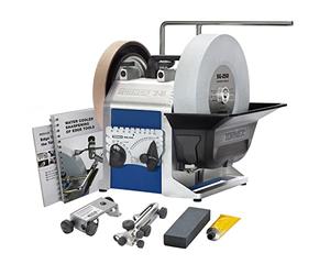 MFLS FOREZIENNE SAS NIL0005 TORMEK T-8 con rueda de agua, 200 W, afilado todas tus herramientas afiladas, soporte universal, ajuste, EzyLock, elevación por tornillos, manguitos de precisión patentados