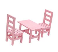 MFMEXUL 3 Piezas Mesa Comedor Casa Muñecas Sillas Kit Miniatura Estilo Moderno Madera Adecuado para Ambiente Dollhouse y Decoración Casa, Rosa, Tal como se Describe