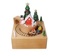 MFMEXUL Cajas Musicales Navideñas de Madera Hechas a Mano con Mecanismo de Relojería. Juego Creativo con Canciones Navideñas para Niños Y Amigos. Artículo de, Color Madera, Individual