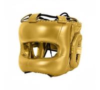 MFMEXUL Casco de Boxeo con Protección Facial Total Barra en la Parte Delantera Material PU Cómodo y Acolchado Grueso Adecuado para y Chicas Entrenamiento Práctica Recreativa Gimnasio, Gold