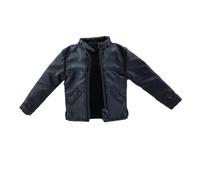 MFMEXUL Chaqueta de Piel Sintética en Miniatura para Hombre, Accesorio para Figuras Coleccionables, con Cremallera, Ideal para Vestir Figuras de Colección, Negro
