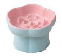 MFMEXUL Comedero Elevado para Gatos, Comedero de Alimentación Lenta, Borde Alto, Bonito para Perros Pequeños, Alimentación Lenta, para Comida Seca Y Húmeda, Rosado Azul, Individual