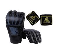 MFMEXUL Guantes de Boxeo de Medio, Protectores de Dedos Abiertos para MMA, Deportivas Transpirables Y Ligeras, Ajuste Cómodo, Adecuados para Hom, Esqueleto Negro