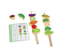 MFMEXUL Juego Infantil Juguete Educativo Juego de Enhebrado Bloques Apilables de Fruta de Madera para Educación Temprana Sensorial Entrenamiento Mano Ojo, Vegetable Skewers