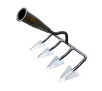 MFMEXUL Metálica para Jardín, Fácil de Agarrar, Fácil de Aflojar, Robusta, para Labrar, Multiusos, Compacta, Muy Duradera, para Fertilizar, Portátil, He, 4 Dientes
