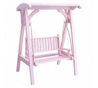 MFMEXUL Miniatura Casa de Muñecas Columpio Banco Accesorio Clásico Columpio con Listones Detalle Pintado Adecuado para Ambientes Pequeños Casas de Muñecas Jardines Temáticos, Rosa