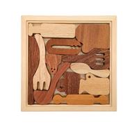 MFMEXUL Rompecabezas de Aprendizaje Infantil Rompecabezas de Madera Tablero de Encaje Juego de Formas Puzzle Educativo Acabado Suave para Manos Pequeñas, Rompecabezas De Utensilios De Cocina MM
