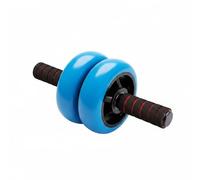 MFMEXUL Rueda Abdominal Rodillo Ejercicio de Núcleo Ancho Doble Estructura Resistente en PVC y Poliuretano Deslizamiento Suave, Azul, Azul Ruedas, Negro Mango De Espuma, Mango De Espuma