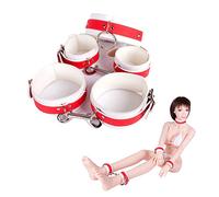 MFMYEE Juego de grilletes para el cuello, tobillos acolchados, de piel