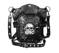 MFMYEE Steampunk - Mochila cruzada con diseño de calavera y rosa, bolsa de cintura gótica con pierna caída, bolsa cruzada de cuero, bolsa de cintura para motocicleta, bolsa de bolso, bolsas de