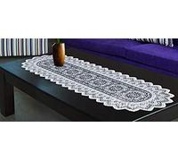 MforStyle, Camino de Mesa de Encaje Antiguo 36 x 119 cm, Dorado, poliéster, A - White, 14"x47"