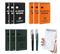 Mfqire Libreta Pequeña Impermeable A7 de Bolsillo con Espiral y Bolígrafo, Bloc de Notas Portátil, Mini Cuaderno para Viaje, Diario, Escuela, Oficina, Camping y Senderismo (Tres colores)