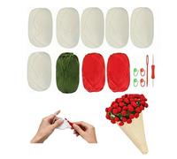 Mfqire Manta de Ramo de Ganchillo Hecha a Mano, Manta de Rosas de Crochet DIY, Regalo Romántico de Flores para Cumpleaños Día de Navidad y Decoración del Hogar (Kit de Materiales)