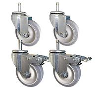 MFRELMNZG 4 Heavy Duty 4-Inch Casters with M11 Stem 480KG Capacity Silent Rubber Wheels Swivel Trolley Casters with Brake for Industrial Use in Hotels Hospitals Schools - Double Be