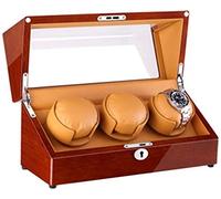 MFRELMNZG Caja enrolladora de Relojes automática con Doble Fuente de alimentación, Acabado de Piano de Madera, 4 Modos de rotación, Motor silencioso, Expositor, Caja para Guardar Relojes, A-