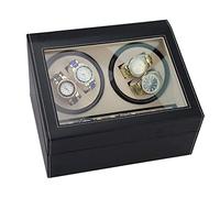 MFRELMNZG Cajas para enrollar Relojes 4+6 Pintura Piano Doble Negro PU Caja para Reloj eléctrica de Cuerda automática Caja para Motor de Reloj Agitador eléctrico Enrollador de Relojes Regalo