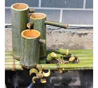 MFRELMNZG Fuente de bambú Hecha a Mano, Fuente de Agua Independiente con energía Solar, Fuente Zen con Molino de Viento Giratorio, Adorno de Agua circulante para Acuario, abrevadero de piedr