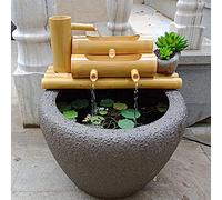 MFRELMNZG Fuente de bambú para jardín acuático, decoración con Bomba, esculturas, estatuas, decoración para el hogar, Cascada, Elemento Decorativo para jardín japonés al Aire Libre, Adornos