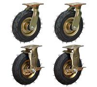 MFRELMNZG HeavyDuty 8Inch Pneumatic Rubber Casters4 Pack Highly Elastic Replacement Wheels with Brakes for Furniture Trolley Workbench & Equipment Mobility