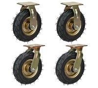 MFRELMNZG HeavyDuty 8Inch Pneumatic Rubber Casters4 Pack Highly Elastic Replacement Wheels with Brakes for Furniture Trolley Workbench & Equipment Mobility