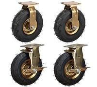 MFRELMNZG HeavyDuty 8Inch Pneumatic Rubber Casters4 Pack Highly Elastic Replacement Wheels with Brakes for Furniture Trolley Workbench & Equipment Mobility