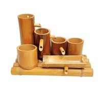 MFRELMNZG Kit de Fuente de bambú, Fuente de Agua Zen Natural Resistente a Las Grietas, decoración de jardín, paisajismo de estanques Interiores y Exteriores, para Patio Trasero, césped, terr