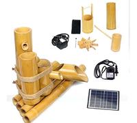MFRELMNZG Kit de Fuente de bambú, Fuente Solar, Fuente de Agua con Bomba, Fuente de Agua Solar con Panel Solar, Kit de Estanque Solar para Patio Trasero, Longitud 55 cm, Longitud 35 cm