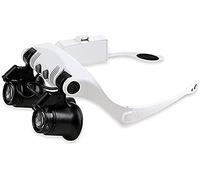 MFRELMNZG Lupa de Diadema, Lupa Digital de Mano, Lupa de Diadema con luz LED, lupas de Lectura Manos Libres para Montar en la Cabeza, Lupa de joyero, Lupa de Reloj con 4 Lentes reemplazables