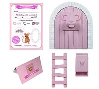 MFS Myfuturshop® Ratoncito Pérez Puerta mágica, Caja para el Diente, Escalera, 4 certificados de Diente Limpio. Regalo Original para niño y niña. (ROSA PASTEL)