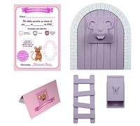 MFS Myfuturshop® Ratoncito Pérez Puerta mágica, Caja para el Diente, Escalera, 4 certificados de Diente Limpio. Regalo Original para niño y niña. (MORADO PASTEL)