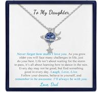 MFTRADING Collar con texto en inglés «To My Daughter» de mamá y papá, regalo inspirador para hija, regalo de Navidad, collar de joyería para hermosa hija y nieta en cumpleaños, día, Cobre, Circonita