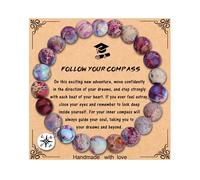 MFTRADING Pulsera de graduación para ella, clase de 2025, regalos de graduación, pulsera inspiradora de brújula universitaria para mujeres y hombres, 7Inches, Piedra natural, No es una piedra preciosa