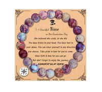 MFTRADING Pulsera de graduación para ella, clase de 2025, regalos de graduación, pulsera inspiradora de brújula universitaria para mujeres y hombres, 7Inches, Piedra natural, No es una piedra preciosa