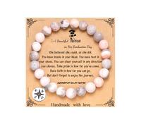 MFTRADING Pulsera de graduación para ella, clase de 2025, regalos de graduación, pulsera inspiradora de brújula universitaria para mujeres y hombres, 7Inches, Piedra natural, No es una piedra preciosa